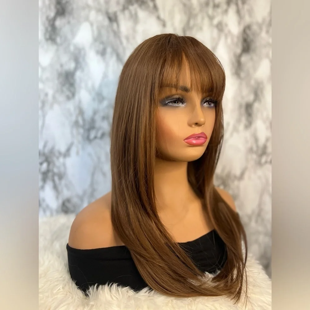 Chesnut Brown Layered wig with Bangs 22”
